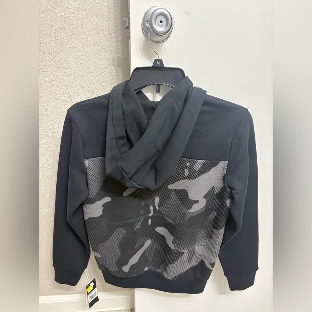 Adidas Kids Black and Gray Camo Hoodie
